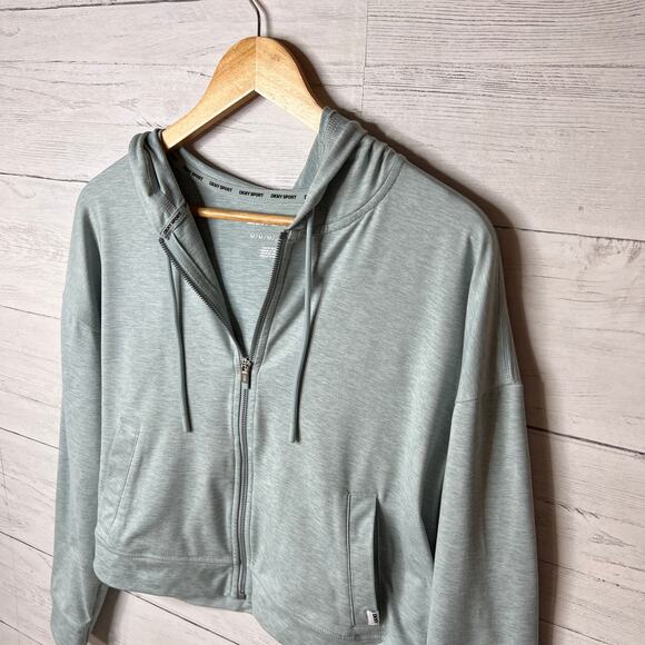 DKNY Sport Hoodie Womens Size Medium Light Teal Full Zip Jacket Stretch Comfort - Picture 9 of 16